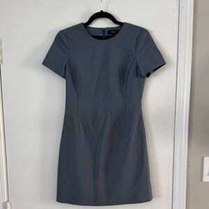 Theory Steel Blue Short Sleeve Mini Dress